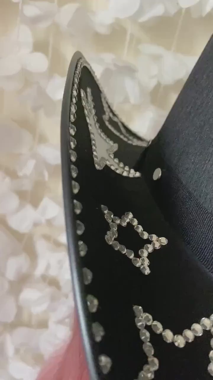 Black Custom Cowboy Cowgirl Hat- Rhinestones, Party, Festival Hat