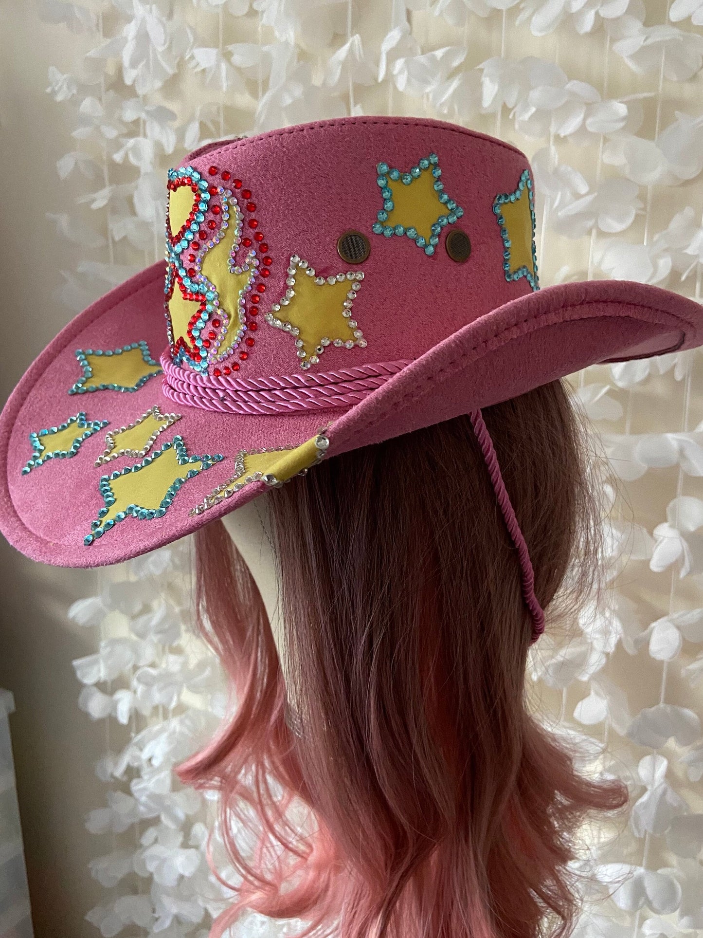 Pink Custom Cowboy Cowgirl Hat- Rhinestones, Party, Festival Hat