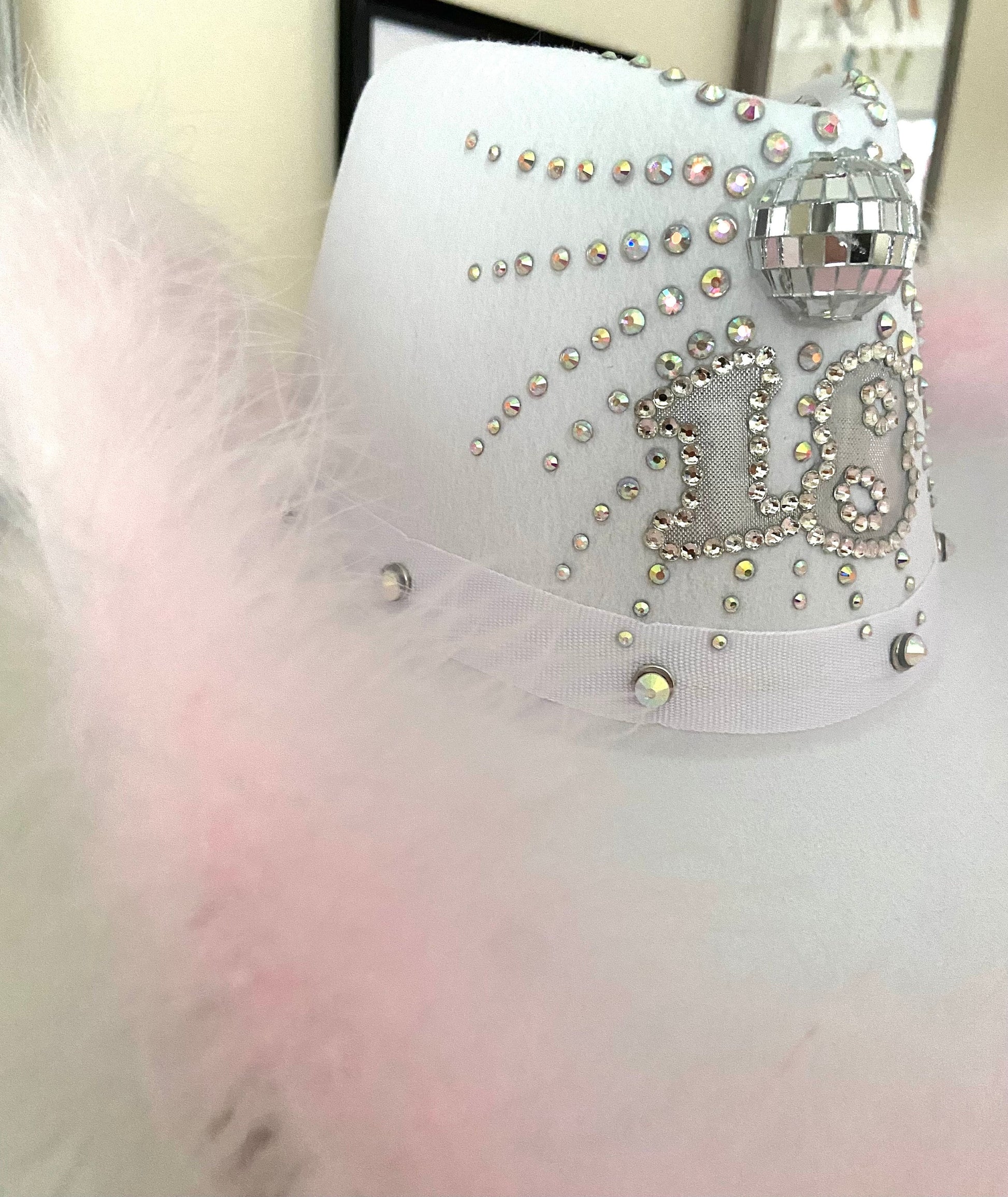 Custom Birthday Cowboy Hat, Cowgirl Hat Glitterball Party Fluffy Hat