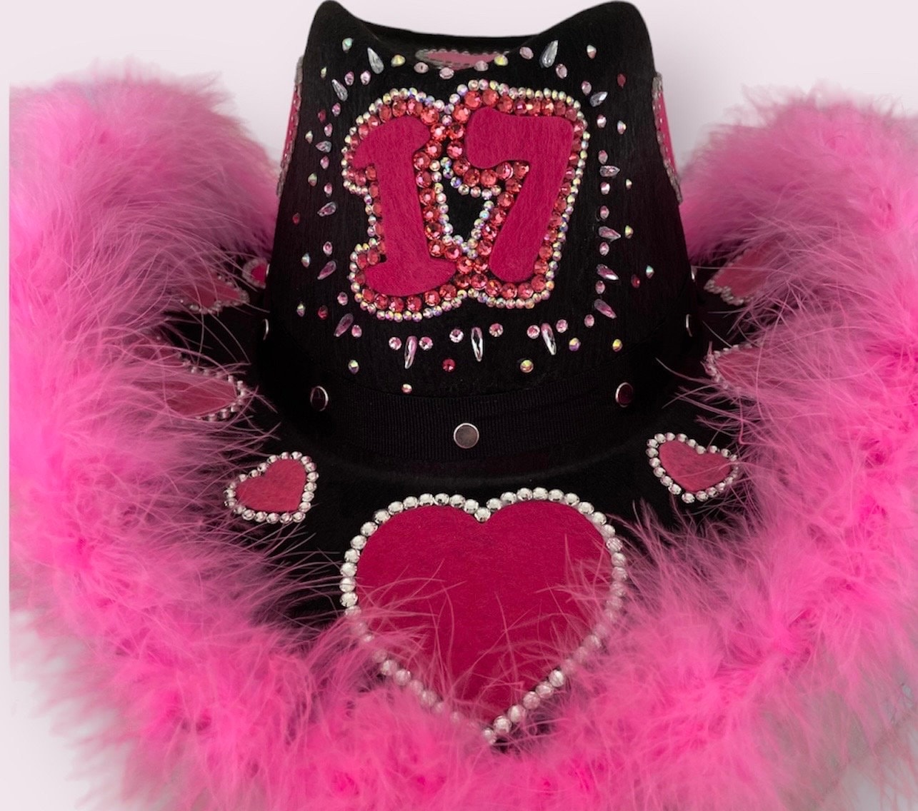Custom Birthday Cowboy Hat, Cowgirl Hat, Crystal Party Fluffy Hat