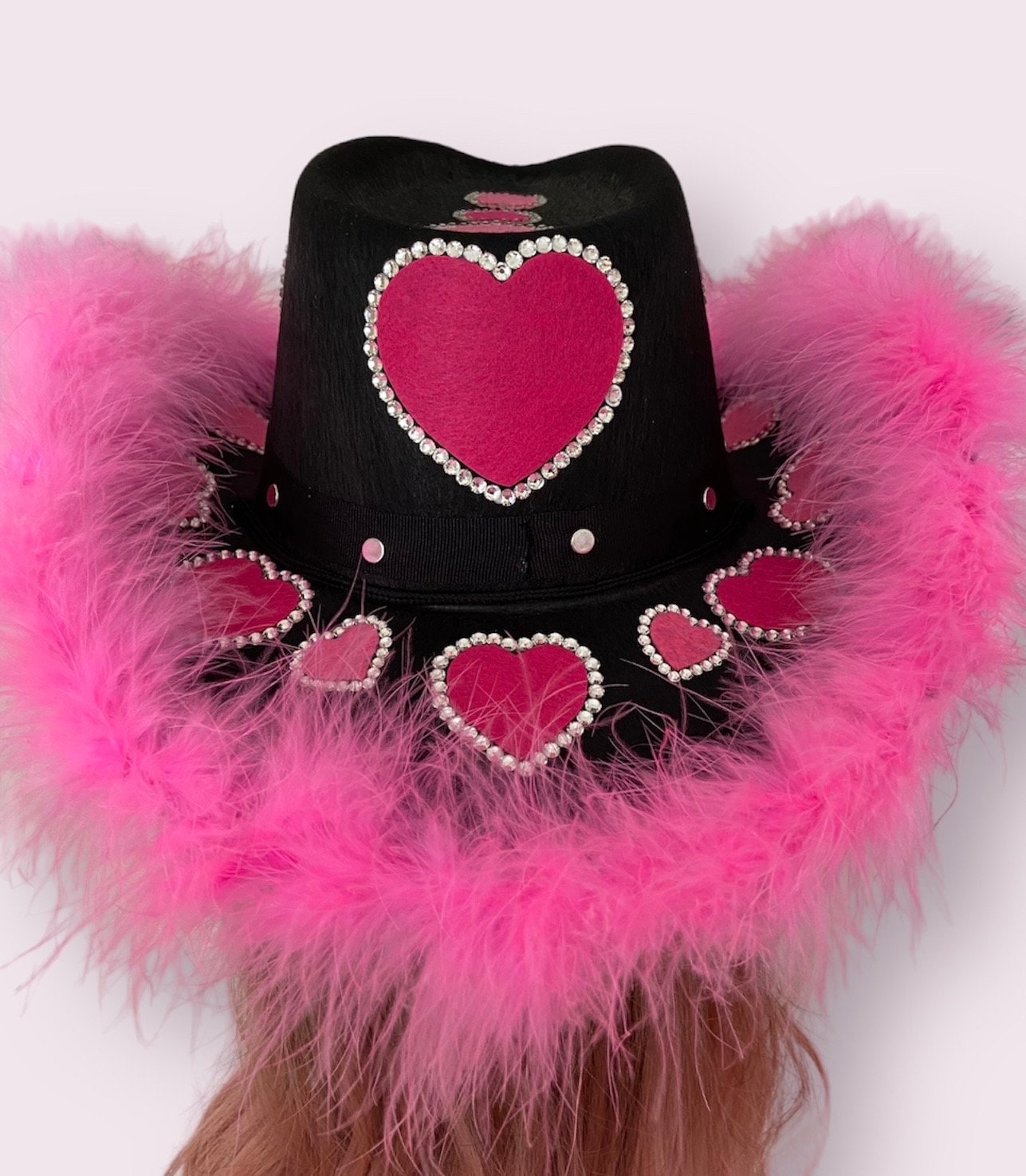 Custom Birthday Cowboy Hat, Cowgirl Hat, Crystal Party Fluffy Hat