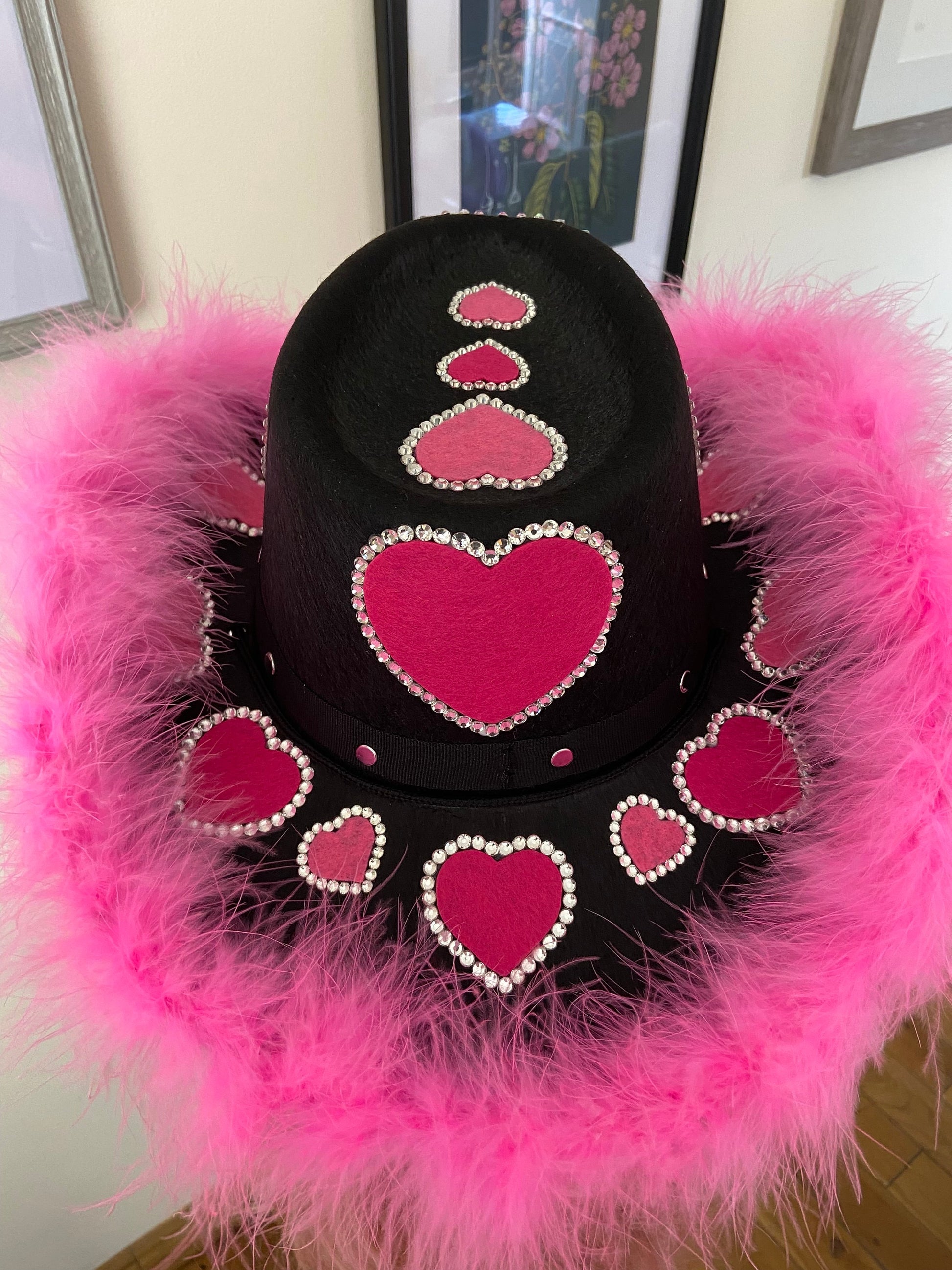 Custom Birthday Cowboy Hat, Cowgirl Hat, Crystal Party Fluffy Hat