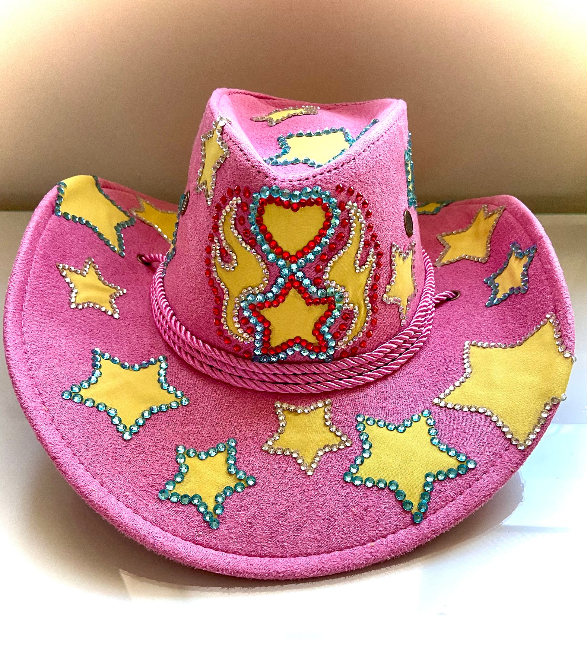 Pink Custom Cowboy Cowgirl Hat- Rhinestones, Party, Festival Hat