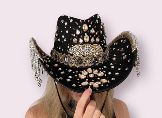 Custom Cowboy Hat, Cowgirl Hat, Crystal Party Festival Bejewelled Hat
