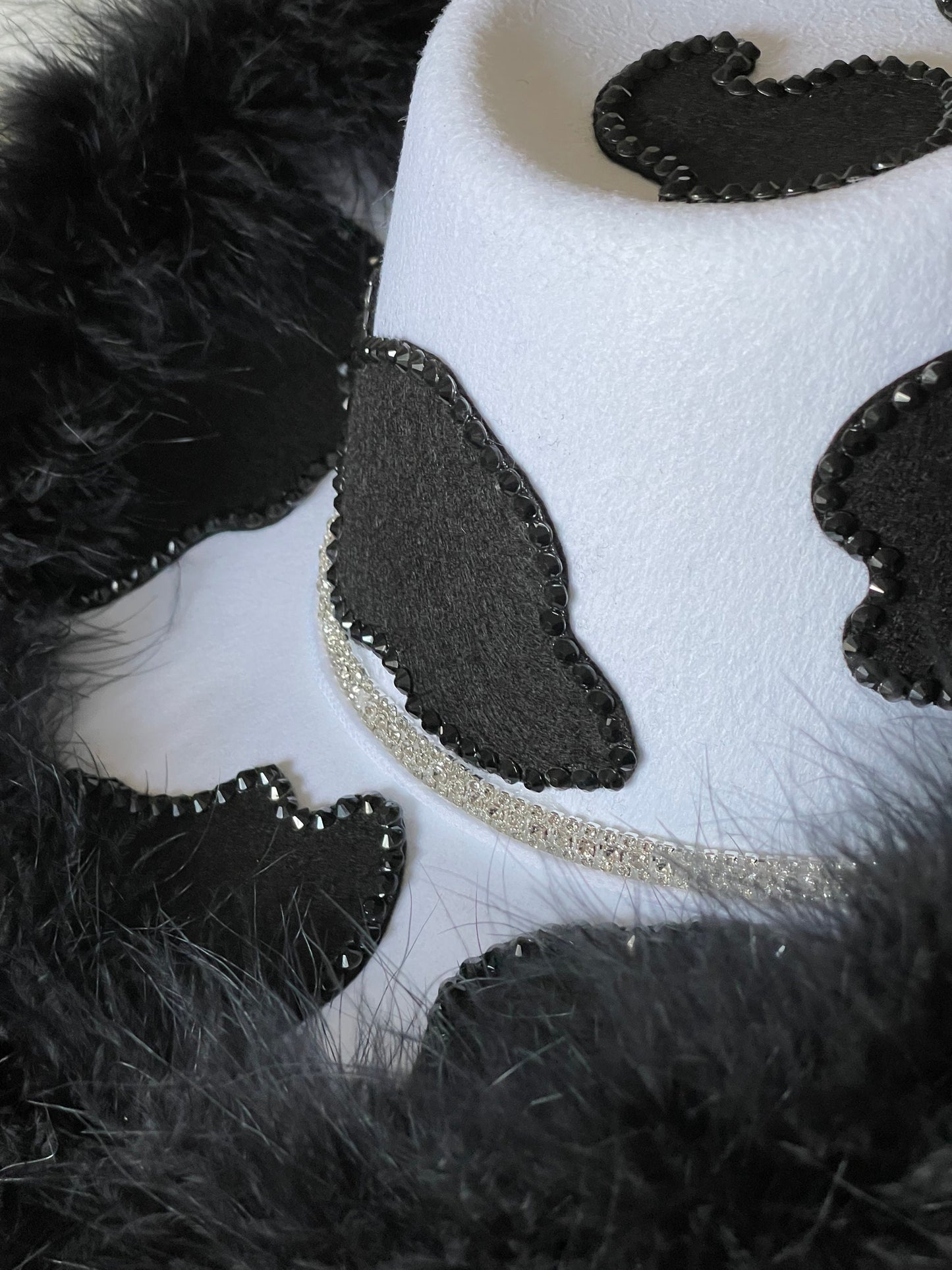 Black Custom Cowprint Cowboy Cowgirl Hat- Rhinestones, Party, Festival Hat