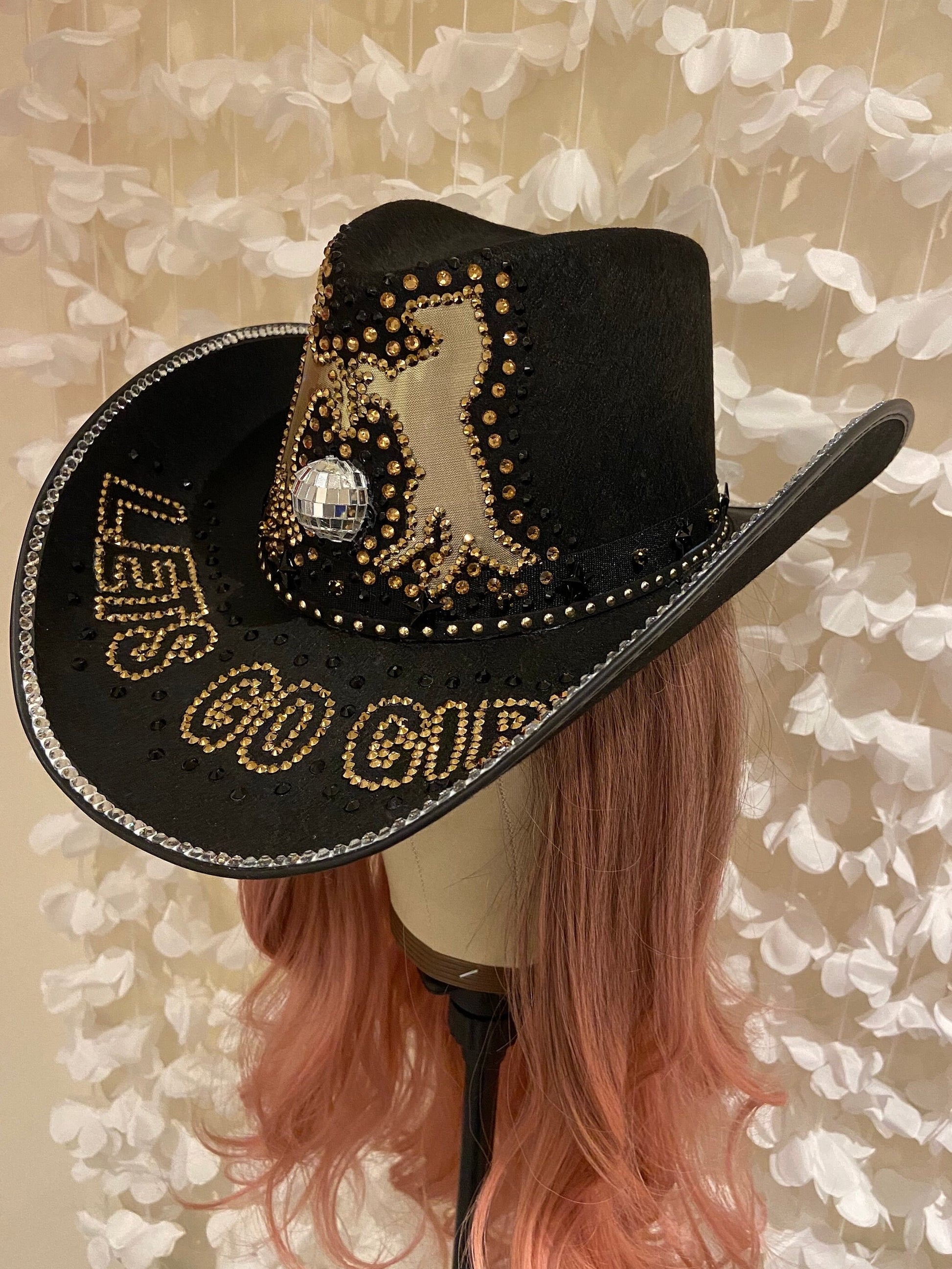 Black Custom Cowboy Cowgirl Hat - Let’s go Girls!