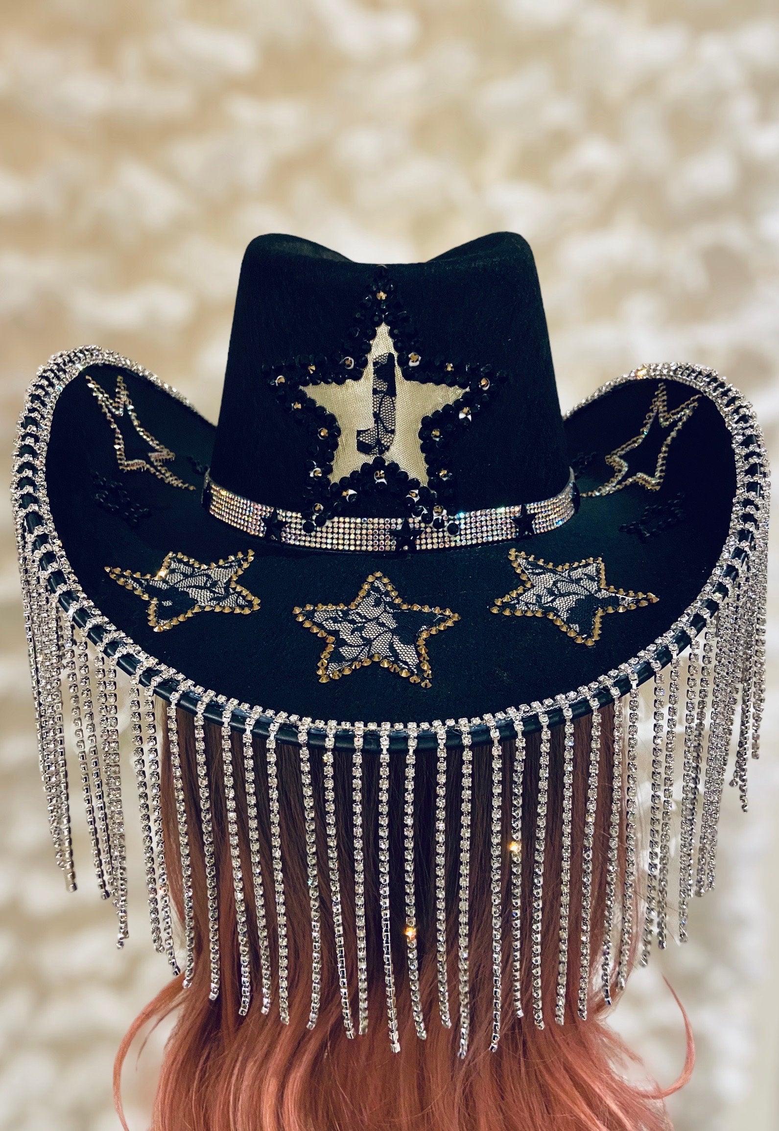 Black Custom Cowboy Cowgirl Hat - B Day Bitch