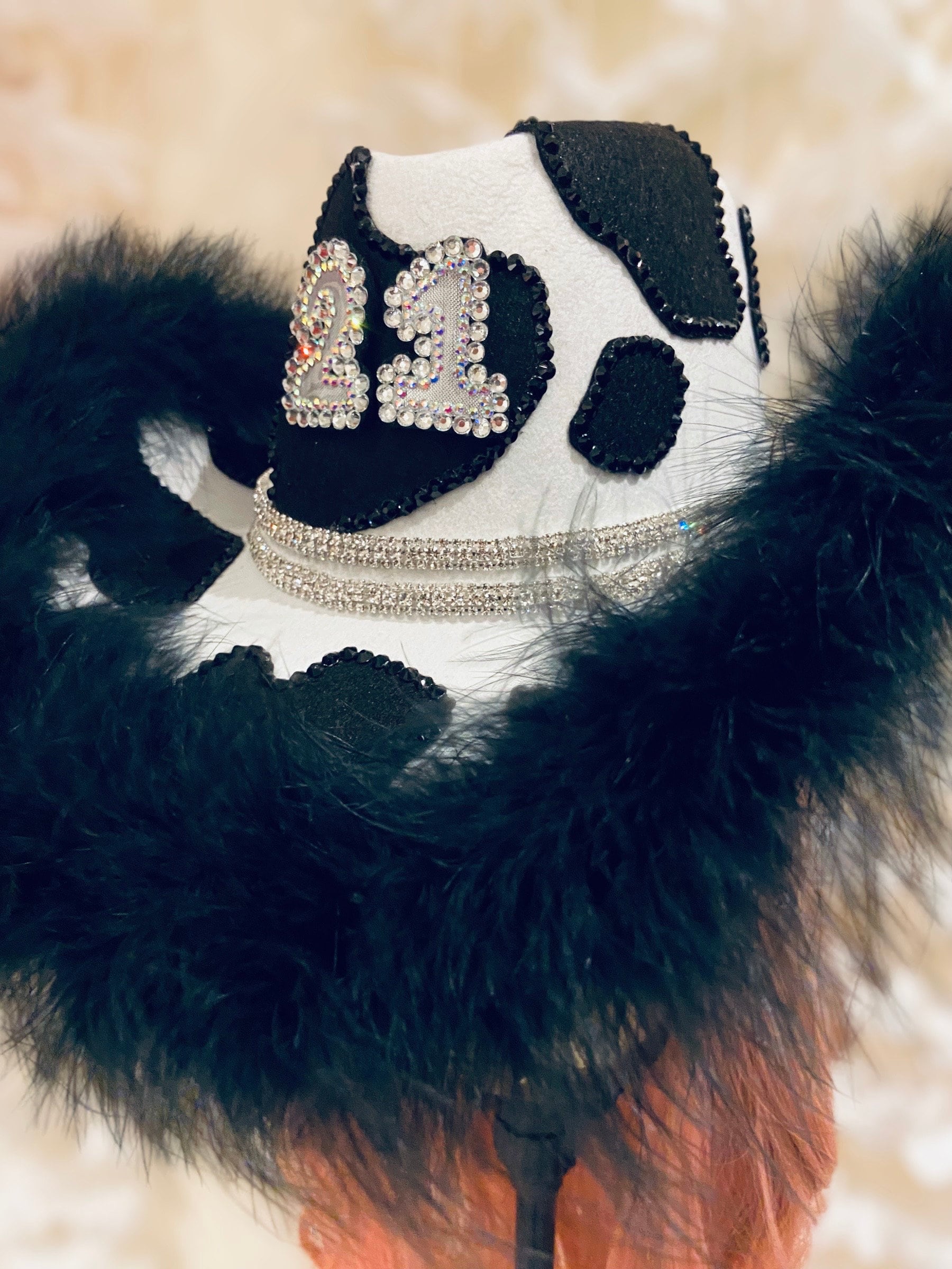 Black Deluxe Cowprint Birthday Cowboy Cowgirl Hat