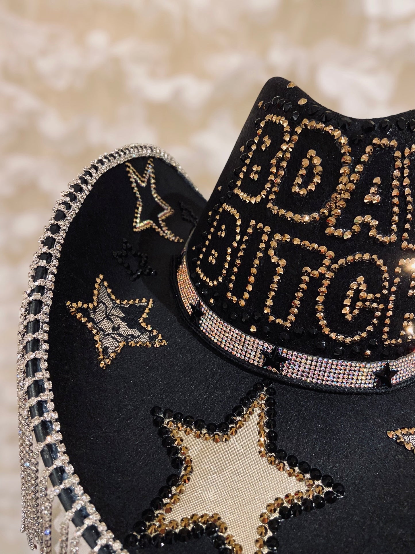 Black Custom Cowboy Cowgirl Hat - B Day Bitch